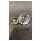 2 Clear Glass Balls 1.5", 1"