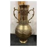 Korean brass vase /urn with handles  9" tall