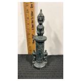 Statue of a tribal figure  with lid  10.5" tall