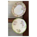2 Hand Painted Porcelain Floral Plates
