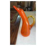 Mid century  Amberina crackle glass bent neck