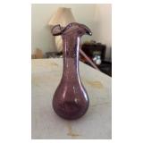 Purple Crackle Glass Vase 7.5"