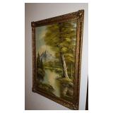 Signed Crown Painting with Ornate Frame approx