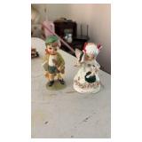 2 Ceramic? Figurines, Boy, Angel 5" Tall