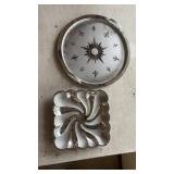 2 Silver Toned Metal Trays