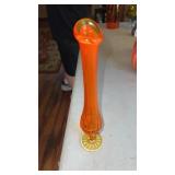 Amberiana glass bud vase drop swirled top   11.5"