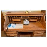 Large Wooden Roll-top Desk 62" x 31" x 47.5"