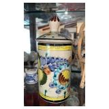 Tonala Mexican, hand painted canister, lid jar