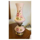 Beautiful pink and green lamp  16" tall