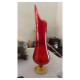 L.E Smith Simplicity Glass Amberina Red MCM Swung