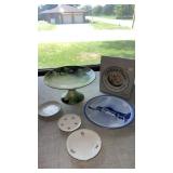 Pedestal tray  and decorative plates