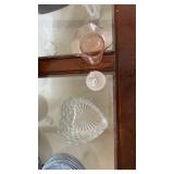 3 Crystal/Glass Items, Heart Bowl, Pink "Cracked"