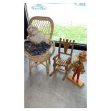 Porcelain doll , chairs and more