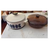 Sango Kalmar  flower blue stoneware dish with lid