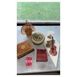 Wooden musical jewelry box, basket and more