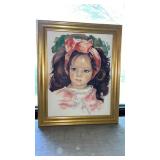 Great American doll watercolor framed signed by