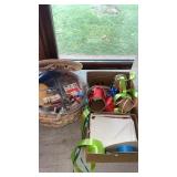Seeing basket with seeing supplies and ribbon