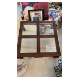 Wood and Glass Coffee Table approx 39" x 39" x