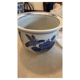 Blue and white porcelain ceramic planter.
