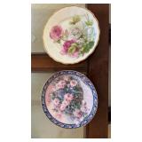 2 Floral Porcelain Decorative Plates, "Roses"