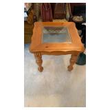 Wooden Glass Top Square Table 23.5" x 23.5" x 21"