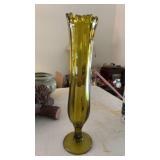 Green Glass Swung Vase 14"