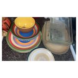Miscellaneous dishes and glass pans