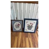 2 Framed Flower Paintings approx 19.5" x 23.5"