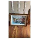 Framed Venice Canal Lenwile Ardalt Handpainted