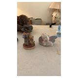 2 Ceramic Figurines 4.5" Angel, Boy with Bear