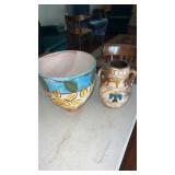 Hand painted jug and pot