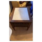 Wooden Mid Century End-table with Marble Top 20"