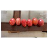 6 Red/Orange Stone Carved Eggs