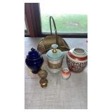 Miscellaneous lot of decorative vases, brass vase