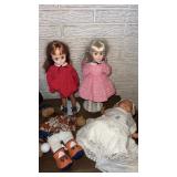2 dolls on stands  tigers bear and sold body doll