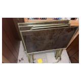 3 midcentry, metal TV, trays, and holder on