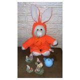 Stuffed bear in a bunny outfit ,  Easter