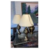 3 brass  table lamps