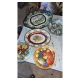Metal decorative platters and bowl and 2