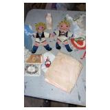Miscellaneous lot of vintage cloth cut out dolls