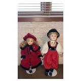 2 porcelain dolls  approximately 19" tall  with