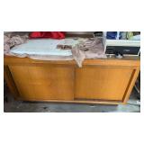 80 x 36 x 35" wooden counter cabinet contents not