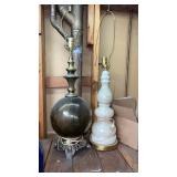 2 mid century lamps with shades   untested