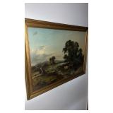 Framed picture  cows in a pond  31.25 x  23"