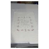 59 x 40.5? Childs crib  top sheet red work