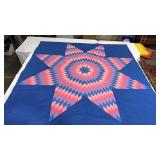Pink and blue Lone Star /Bethlehem star quilt