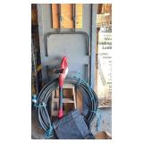 Table step ladder , soaker hose and weed eater