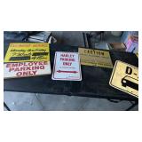 Group of 5 metal and wood signs