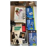3 wireless notebook adapters, telephone headset,