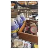 Shelf of grinding wheel wire tape, and three jugs